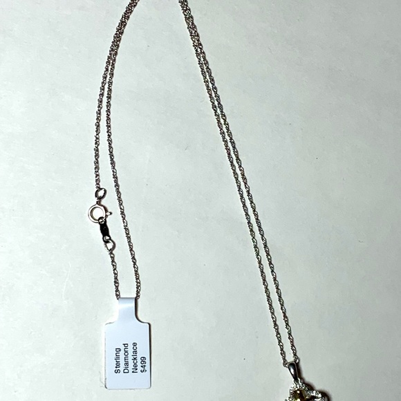 Sterling and Gold Diamond Cross Necklace - Picture 6 of 9